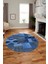 Baskılı Kaymaz Yıkanabilir Patchwork Desen Yuvarlak Mutfak Salon Halısı, Y-Patchwork-16-Mavi, 3
