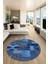 Baskılı Kaymaz Yıkanabilir Patchwork Desen Yuvarlak Mutfak Salon Halısı, Y-Patchwork-16-Mavi, 4