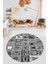 Baskılı Kaymaz Yıkanabilir Patchwork Desen Yuvarlak Mutfak Salon Halısı, Y-Patchwork-11-Gri, 1
