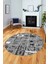 Baskılı Kaymaz Yıkanabilir Patchwork Desen Yuvarlak Mutfak Salon Halısı, Y-Patchwork-11-Gri, 3