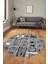 Baskılı Kaymaz Yıkanabilir Patchwork Desen Yuvarlak Mutfak Salon Halısı, Y-Patchwork-11-Gri, 5