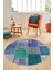 Baskılı Kaymaz Yıkanabilir Patchwork Desen Yuvarlak Mutfak Salon Halısı, Y-Patchwork-01-Mavi, 3
