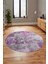 Baskılı Kaymaz Yıkanabilir Patchwork Desen Yuvarlak Mutfak Salon Halısı, Y-Patchwork-17-Pembe, 1