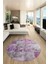 Baskılı Kaymaz Yıkanabilir Patchwork Desen Yuvarlak Mutfak Salon Halısı, Y-Patchwork-17-Pembe, 4