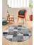 Baskılı Kaymaz Yıkanabilir Patchwork Desen Yuvarlak Mutfak Salon Halısı, Y-Patchwork-03-Gri, 3