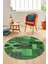 Baskılı Kaymaz Yıkanabilir Patchwork Desen Yuvarlak Mutfak Salon Halısı, Y-Patchwork-16-Yeşil, 5