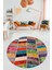 Baskılı Kaymaz Yıkanabilir Patchwork Desen Yuvarlak Mutfak Salon Halısı, Y-Patchwork-10-Renkli, 1