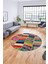 Baskılı Kaymaz Yıkanabilir Patchwork Desen Yuvarlak Mutfak Salon Halısı, Y-Patchwork-10-Renkli, 2