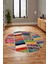 Baskılı Kaymaz Yıkanabilir Patchwork Desen Yuvarlak Mutfak Salon Halısı, Y-Patchwork-10-Renkli, 4