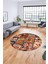 Baskılı Kaymaz Yıkanabilir Patchwork Desen Yuvarlak Mutfak Salon Halısı, Y-Patchwork-12-Renkli, 1