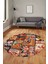 Baskılı Kaymaz Yıkanabilir Patchwork Desen Yuvarlak Mutfak Salon Halısı, Y-Patchwork-12-Renkli, 4