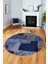 Baskılı Kaymaz Yıkanabilir Patchwork Desen Yuvarlak Mutfak Salon Halısı, Y-Patchwork-15-Mavi, 1