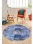 Baskılı Kaymaz Yıkanabilir Patchwork Desen Yuvarlak Mutfak Salon Halısı, Y-Patchwork-18-Mavi, 5