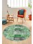 Baskılı Kaymaz Yıkanabilir Patchwork Desen Yuvarlak Mutfak Salon Halısı, Y-Patchwork-18-Yeşil, 4