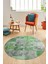 Baskılı Kaymaz Yıkanabilir Patchwork Desen Yuvarlak Mutfak Salon Halısı, Y-Patchwork-17-Yeşil, 5