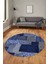 Baskılı Kaymaz Yıkanabilir Patchwork Desen Yuvarlak Mutfak Salon Halısı, Y-Patchwork-15-Mavi, 3