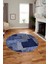 Baskılı Kaymaz Yıkanabilir Patchwork Desen Yuvarlak Mutfak Salon Halısı, Y-Patchwork-15-Mavi, 4