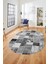 Baskılı Kaymaz Taban Yıkanabilir Patchwork Desen Oval Yolluk Salon Halısı, O-Patchwork-03-Gri, 4