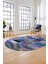 Baskılı Kaymaz Taban Yıkanabilir Patchwork Desen Oval Yolluk Salon Halısı, O-Patchwork-10-Mavi, 2