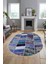 Baskılı Kaymaz Taban Yıkanabilir Patchwork Desen Oval Yolluk Salon Halısı, O-Patchwork-10-Mavi, 3