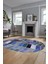 Baskılı Kaymaz Taban Yıkanabilir Patchwork Desen Oval Yolluk Salon Halısı, O-Patchwork-10-Mavi, 4