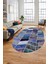 Baskılı Kaymaz Taban Yıkanabilir Patchwork Desen Oval Yolluk Salon Halısı, O-Patchwork-10-Mavi, 5