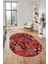 Baskılı Kaymaz Taban Yıkanabilir Patchwork Desen Oval Yolluk Salon Halısı, O-Patchwork-06-Kırmızı, 1