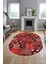 Baskılı Kaymaz Taban Yıkanabilir Patchwork Desen Oval Yolluk Salon Halısı, O-Patchwork-06-Kırmızı, 5