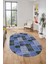 Baskılı Kaymaz Taban Yıkanabilir Patchwork Desen Oval Yolluk Salon Halısı, O-Patchwork-07-Mavi, 1