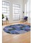 Baskılı Kaymaz Taban Yıkanabilir Patchwork Desen Oval Yolluk Salon Halısı, O-Patchwork-07-Mavi, 4