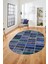 Baskılı Kaymaz Taban Yıkanabilir Patchwork Desen Oval Yolluk Salon Halısı, O-Patchwork-09-Mavi, 2