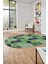 Baskılı Kaymaz Taban Yıkanabilir Patchwork Desen Oval Yolluk Salon Halısı, O-Patchwork-07-Yeşil, 1