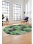 Baskılı Kaymaz Taban Yıkanabilir Patchwork Desen Oval Yolluk Salon Halısı, O-Patchwork-07-Yeşil, 3