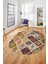 Baskılı Kaymaz Taban Yıkanabilir Patchwork Desen Oval Yolluk Salon Halısı, O-Patchwork-08-Renkli, 2