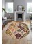 Baskılı Kaymaz Taban Yıkanabilir Patchwork Desen Oval Yolluk Salon Halısı, O-Patchwork-08-Renkli, 4