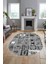 Baskılı Kaymaz Taban Yıkanabilir Patchwork Desen Oval Yolluk Salon Halısı, O-Patchwork-11-Gri, 3