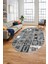 Baskılı Kaymaz Taban Yıkanabilir Patchwork Desen Oval Yolluk Salon Halısı, O-Patchwork-11-Gri, 5