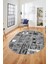 Baskılı Kaymaz Taban Yıkanabilir Patchwork Desen Oval Yolluk Salon Halısı, O-Patchwork-11-Gri, 1