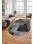 Baskılı Kaymaz Taban Yıkanabilir Patchwork Desen Oval Yolluk Salon Halısı, O-Patchwork-15-Gri, 3