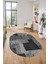 Baskılı Kaymaz Taban Yıkanabilir Patchwork Desen Oval Yolluk Salon Halısı, O-Patchwork-15-Gri, 5