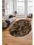 Baskılı Kaymaz Taban Yıkanabilir Patchwork Desen Oval Yolluk Salon Halısı, O-Patchwork-13-Kahve, 4