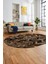 Baskılı Kaymaz Taban Yıkanabilir Patchwork Desen Oval Yolluk Salon Halısı, O-Patchwork-13-Kahve, 5