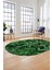 Baskılı Kaymaz Taban Yıkanabilir Patchwork Desen Oval Yolluk Salon Halısı, O-Patchwork-13-Yeşil, 1