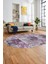 Baskılı Kaymaz Taban Yıkanabilir Patchwork Desen Oval Yolluk Salon Halısı, O-Patchwork-18-Mor, 3
