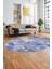 Baskılı Kaymaz Taban Yıkanabilir Patchwork Desen Oval Yolluk Salon Halısı, O-Patchwork-20-Mavi, 2