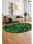 Baskılı Kaymaz Taban Yıkanabilir Patchwork Desen Oval Yolluk Salon Halısı, O-Patchwork-13-Yeşil, 5