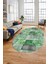 Baskılı Kaymaz Taban Yıkanabilir Patchwork Desen Oval Yolluk Salon Halısı, O-Patchwork-18-Yeşil, 2