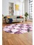 Baskılı Kaymaz Taban Yıkanabilir Patchwork Desen Oval Yolluk Salon Halısı, O-Patchwork-19-Pembe, 3