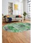 Baskılı Kaymaz Taban Yıkanabilir Patchwork Desen Oval Yolluk Salon Halısı, O-Patchwork-18-Yeşil, 3