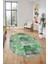 Baskılı Kaymaz Taban Yıkanabilir Patchwork Desen Oval Yolluk Salon Halısı, O-Patchwork-18-Yeşil, 4